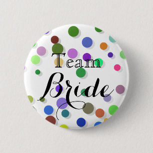 Bride van het kleurrijke Polka Dots Wedding Team Ronde Button 5,7 Cm