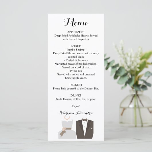 Bride van het Menu van de Ontvangst van het huweli (Staand voorkant)