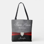 Bride van het team van Grunge Black, Grey en Red Tote Bag (Achterkant)