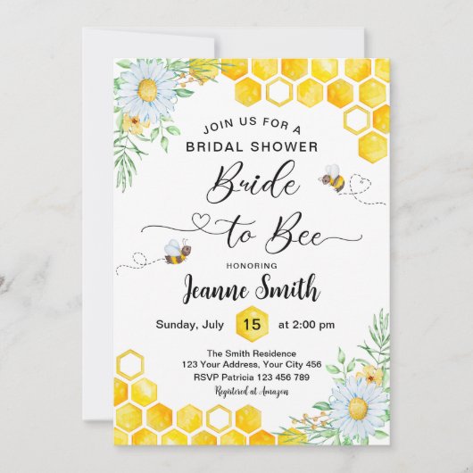 Bride voor uitnodiging tot het douchen van bijenko (Voorkant)