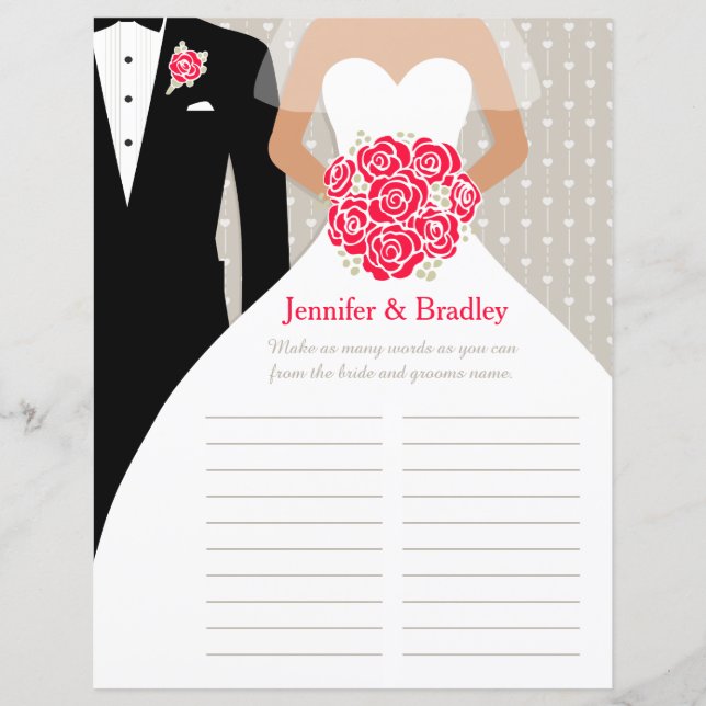 Bride Vrijgezellenfeest Word Game red roodjurk (Voorkant)