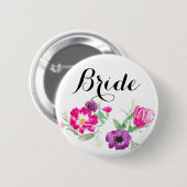 Bride Waterverf Flowers Button (Voorkant /achterkant)