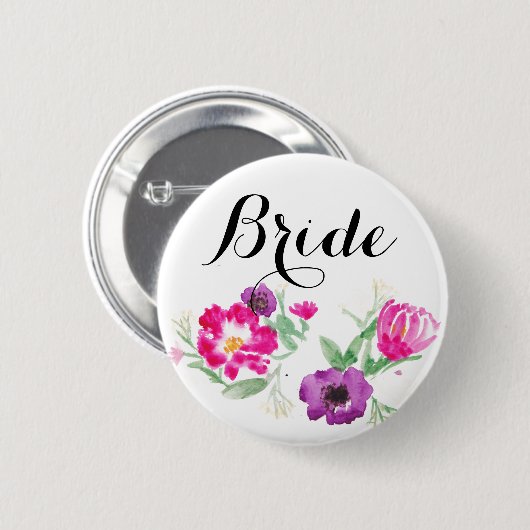 Bride Waterverf Flowers Button (Voorkant /achterkant)