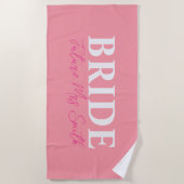Bride Wedding bachelorette Wife Gepersonaliseerd Strandlaken (Voorkant)