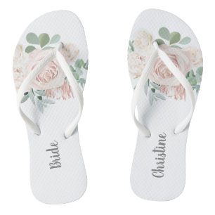 Bride Wedding Blush Pink Floral Eucalyptus Teenslippers