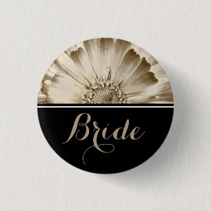 Bride Wedding Gold Daisy Ronde Button 3,2 Cm