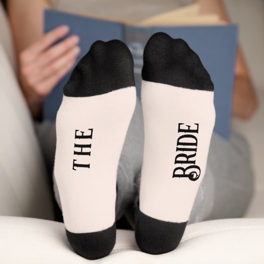 Bride Wedding Party Pink en Black Socks Sokken (Onderkant)