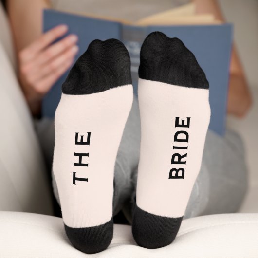 Bride Wedding Party Pink en Black Socks Sokken (Onderkant)
