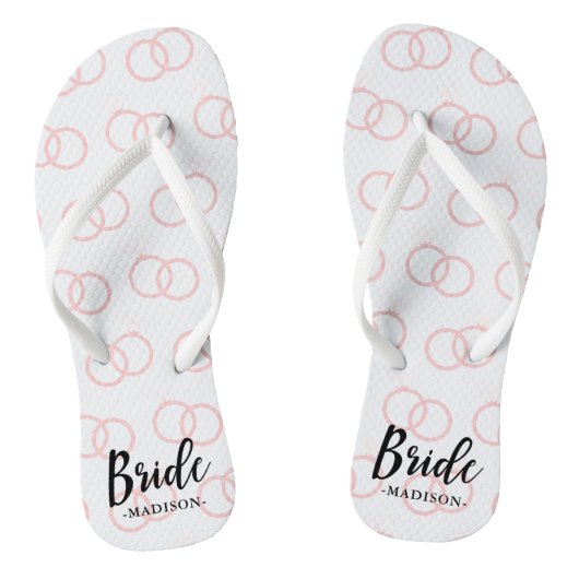 Bride Wedding Ring Pattern en Name Teenslippers (Voetbed)