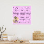 BRIDE Wedding Seating Chart. Poster (Keuken)