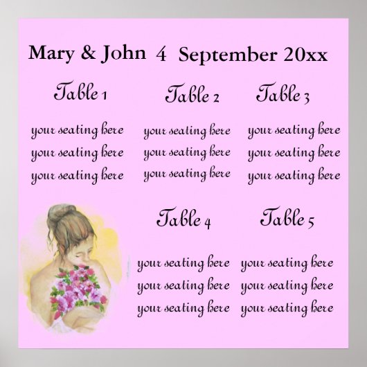 BRIDE Wedding Seating Chart. Poster (Voorkant)