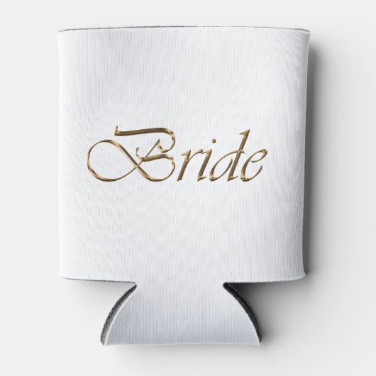 Bride white gold script calligraphy elegant chic blikjeskoeler (Voorkant)