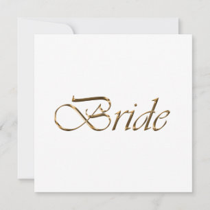 Bride white gold script calligraphy elegant chic kaart