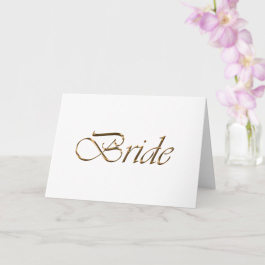 Bride white gold script calligraphy elegant chic kaart (Orchidee)