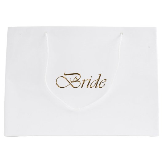 Bride white gold script elegant chic bruiloft groot cadeauzakje (Voorkant)