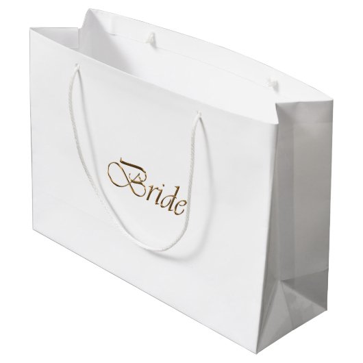 Bride white gold script elegant chic bruiloft groot cadeauzakje (Achterkant Gekanteld)