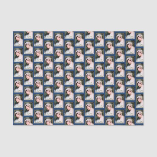  Bride White Lace Navy Blue Gold Wedding Tissuepapier (Voorkant)