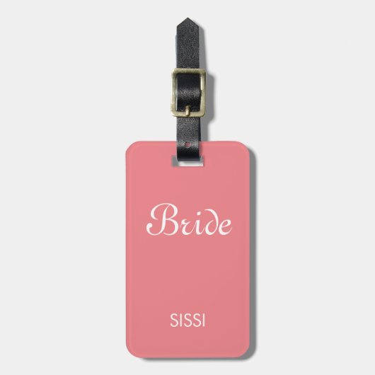 Bride White Script Wedding Travel Bagagelabel (Voorkant verticaal)