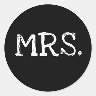 Bride White Text Mrs. Ronde Sticker