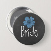 Bride Wild Blue Rozen Chalkboard Ronde Button 7,6 Cm (Voorkant /achterkant)