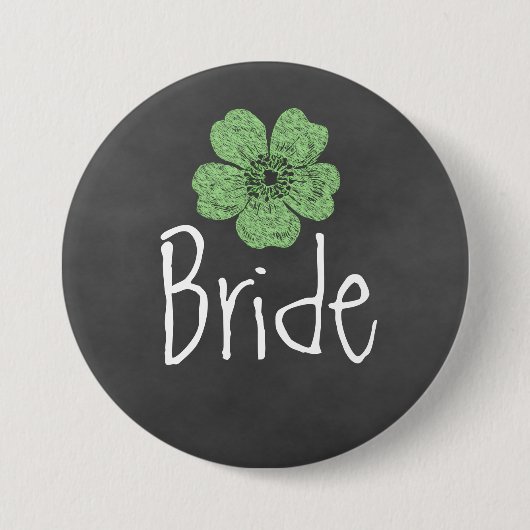 Bride Wild Green Rozen Chalkboard Ronde Button 7,6 Cm (Voorkant)