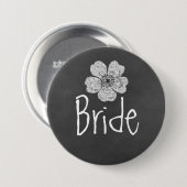 Bride Wild White Roses Chalkboard Ronde Button 7,6 Cm (Voorkant /achterkant)