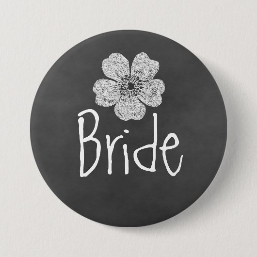 Bride Wild White Roses Chalkboard Ronde Button 7,6 Cm (Voorkant)