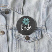 Bride Wilde Blauwgroen Rozen Chalkboard Ronde Button 7,6 Cm (In situ)