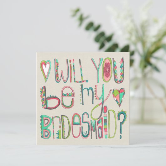 Bride Will You Be My Bridesmaid Typography Aankondiging (Staand voorkant)