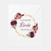 Bride witte florale goud geometrische trouwnaam fleece deken (Voorkant)