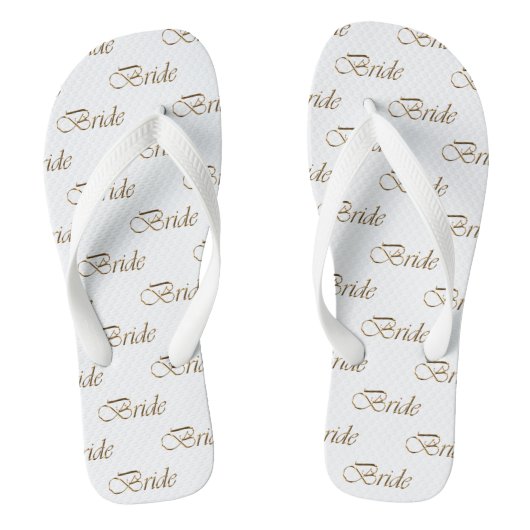 Bride witte goudkalligrafiepatroon elegant chic teenslippers (Voetbed)