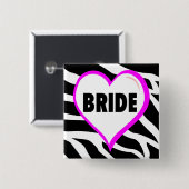 Bride Zebra Stripes Vierkante Button 5,1 Cm (Voorkant /achterkant)