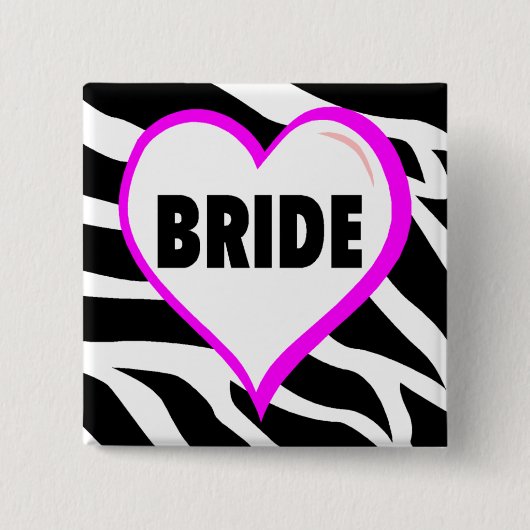 Bride Zebra Stripes Vierkante Button 5,1 Cm (Voorkant)