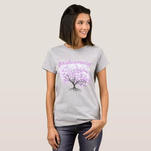 Bridemaid hart blad boom vogel bruiloft t-shirt (Voorkant volledig)