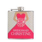 Bridemodale rode jurk, heupkolf genaamd heupfles (Voorkant)