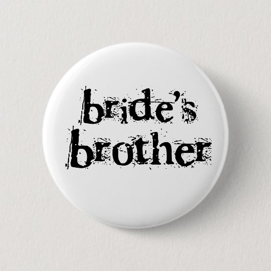 Bride's Brother Black Text Ronde Button 5,7 Cm (Voorkant)