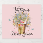 Bride's enorme Wildflower boeket Vrijgezellenfeest Sparkling Wijnetiket (Enkel label)