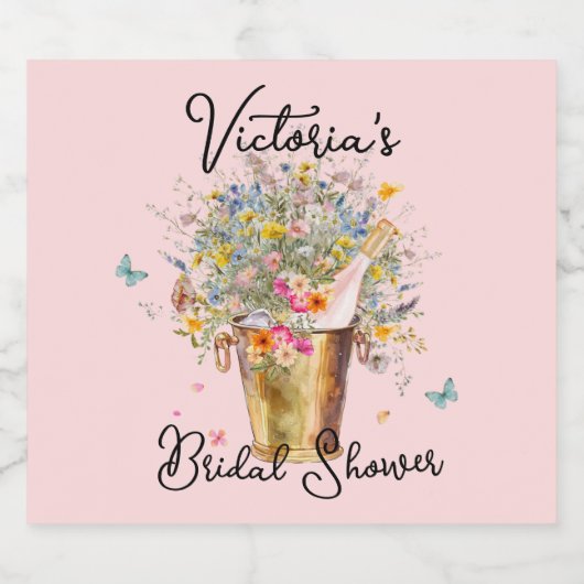 Bride's enorme Wildflower boeket Vrijgezellenfeest Sparkling Wijnetiket (Enkel label)