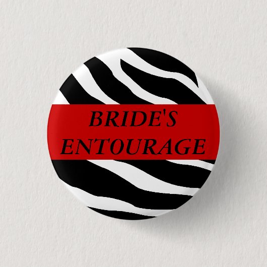 Brides Entourage Zebra Wedding Button (Voorkant)