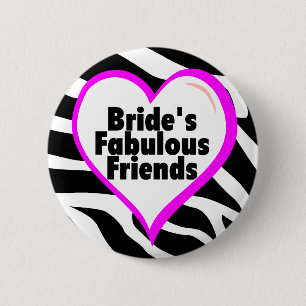 Brides Fabulous Friends Zebra Stripes Ronde Button 5,7 Cm