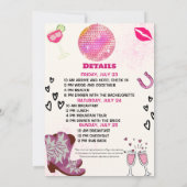 Brides last Ride Bachelorette Weekend Itinerary Kaart (Achterkant)