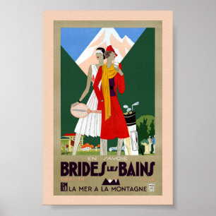 Brides Les Bains France Affiche de voyage vintage