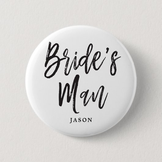 Bride's Man | Zwart script Ronde Button 5,7 Cm (Voorkant)