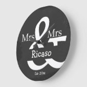 Brides Mrs. en Mrs. Personalized Faux Chalkboard Grote Klok (Hoek)