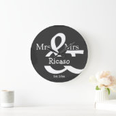 Brides Mrs. en Mrs. Personalized Faux Chalkboard Grote Klok (Huis)