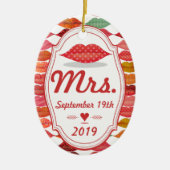 Bride's Mrs Keepomwille met Datum Keramisch Ornament (Voorkant)