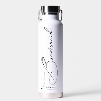 Bridesmaid | Aangepast zwart modern script Waterfles