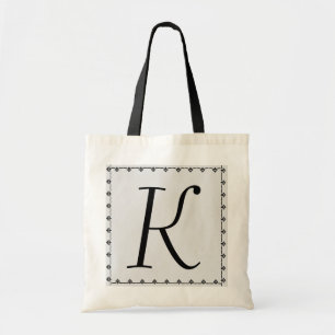 Bridesmaid Bag - BLACK Monogram SILVER Achtergrond Tote Bag