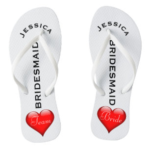 Bridesmaid Beach Wedding Team Bride Hearts Teenslippers