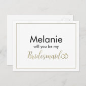 Bridesmaid Black en Gold Ring-Kaart Feestdagenkaart (Voorkant / Achterkant)